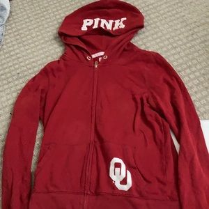 Pink Victoria’s Secret!💋 red zip up + Oklahoma sooners